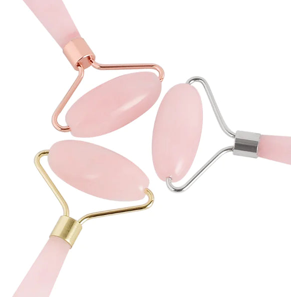 Natural Rose Quartz Roller Massager for Face & Eyes