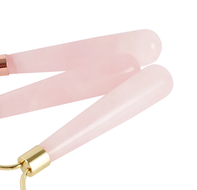 Natural Rose Quartz Roller Massager for Face & Eyes