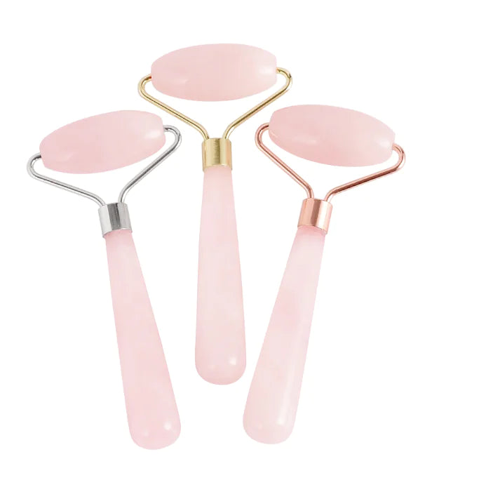 Natural Rose Quartz Roller Massager for Face & Eyes