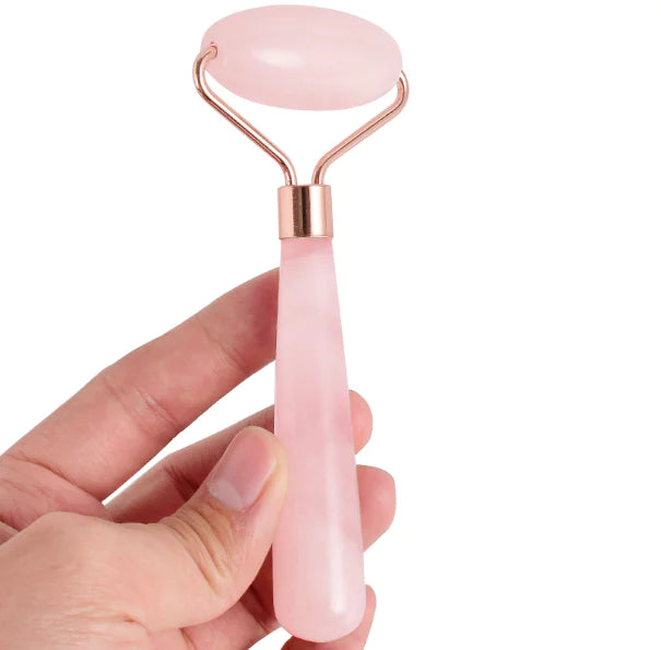 Natural Rose Quartz Roller Massager for Face & Eyes