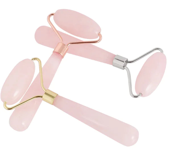 Natural Rose Quartz Roller Massager for Face & Eyes