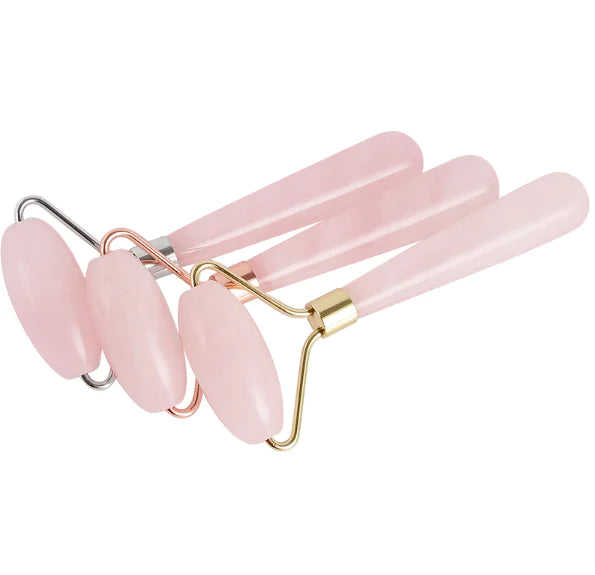 Natural Rose Quartz Roller Massager for Face & Eyes